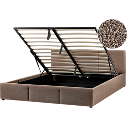 Beliani BOUSSE - Tweepersoonsbed-Beige-Bouclé