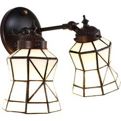 Lumilamp Wandlamp Tiffany Wit Bruin Glas