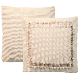 The Macrame Beaded Border Cushion - Natural - 50x50