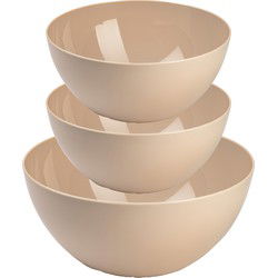Plasticforte voedsel serveer schalen set - 3x stuks - beige - kunststof - Dia 23 en 26 cm - Serveerschalen