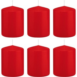 6x Kaarsen rood 6 x 8 cm 29 branduren sfeerkaarsen - Stompkaarsen