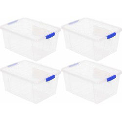 4x Opbergbakken/organizers met deksel 16 liter 40 cm transparant - Opbergbox
