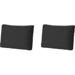 Madison -  Lounge Rugkussen Rib black - Ca. 43x73 cm - Set van 2