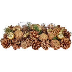 Krist+ Theelichthouder tafel ornament - 29 x 18 x 11 cm - kerststukje - Waxinelichtjeshouders