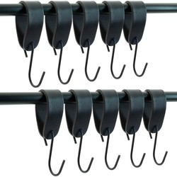 Ophanghaken - Leren S-haak hangers - S haken - 15 x 2,5 cm – Handdoekhaakjes – Kapstokhaak