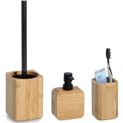 Badkamer accessoires set 3-delig - bamboe hout - luxe kwaliteit - Badkameraccessoireset