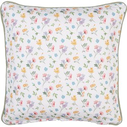 Clayre & Eef Kussenhoes  40x40 cm Wit Groen Katoen Vierkant Bloemen