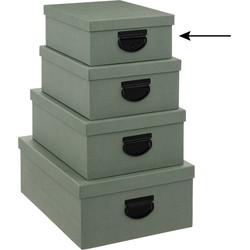 5Five Opbergdoos/box - groen - L28 x B22 x H11 cm - Stevig karton - Industrialbox - Opbergbox