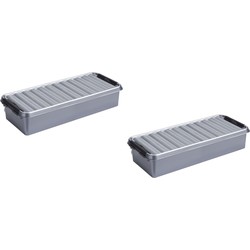 Sunware opbergbox - 2x stuks - grijs - 6.5L - 48 x 19 x 10 cm - Opbergbox