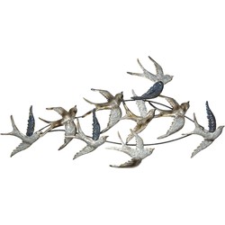 Clayre & Eef Wanddecoratie  116x6x62 cm Zilverkleurig Metaal Vogels Muurdecoratie