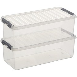 2x Kunststof stapelbare opbergbak 9,5 liter 48,5 x 19 x 14,7 cm - Opbergbox