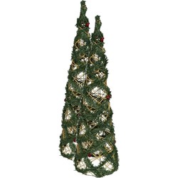 2x stuks kerstverlichting figuren Led kegel kerstbomen draad/groen 60 cm 30 leds - kerstverlichting figuur