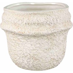 PTMD Bloempot Mauvi - 19x19x17 cm - Keramiek - Creme