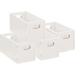 Set van 4x stuks opbergmand/kastmand 7 liter wit van hout 31 x 15 x 15 cm - Opbergmanden
