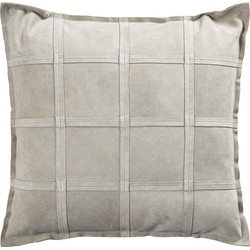 PTMD Cobie Taupe suede leather cushion square L