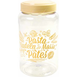 Pasta voorraadpot/bewaarpot gele deksel 1500 ml kunststof 10,5 x 19,5 cm - Voorraadpot