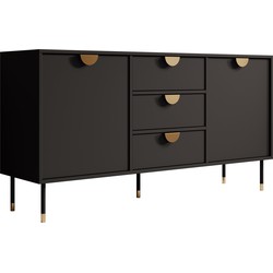 Meubella Dressoir Veerle - Zwart - 150 cm