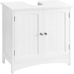 Meubel met witte wastafelonderkast met 2 deuren en 1 verstelbare plank - L60 cm