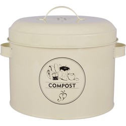 Gebroken wit compostbak met deksel 632 ml - Voorraadblikken