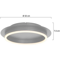 Steinhauer plafonniere Ringlux - staal - metaal - 32 cm - ingebouwde LED-module - 3655ST