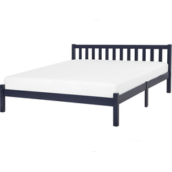 Beliani FLORAC - Tweepersoonsbed-Blauw-Dennenhout