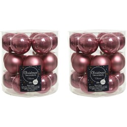 36x stuks kleine glazen kerstballen oud roze (velvet) 4 cm mat/glans - Kerstbal