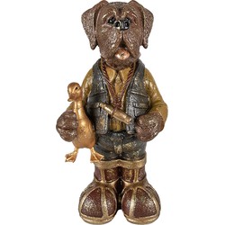 Clayre & Eef Beeld Hond 16x14x34 cm Bruin Groen Polyresin