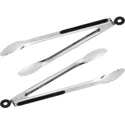 HI Barbecue tang - 2x - met sluitsysteem - RVS - 34 cm - Barbecue tangen
