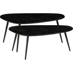 Mica Decorations Bijzettafel Jailey - 84x39x39 cm - Hout - Zwart - Set van 2