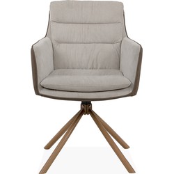 Set van 2 Stoelen Beige en Houtdecor L63 cm - Logan