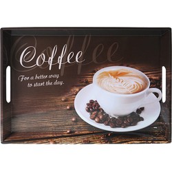 Diep Dienblad Rechthoekig - Koffie Print - Design koffie / Thee dienblad - Dienblad met handvatten - Melamine - 50 x 35 x 4.5 Cm
