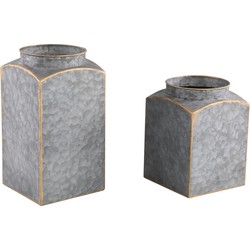 PTMD Arandi Grey Zinc pot rectangle shaped round top S2