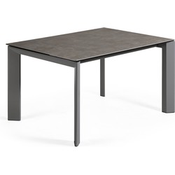 Kave Home - Axis uitschuifbare tafel van porselein met antraciet stalen poten 140 (200) cm