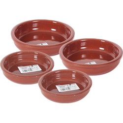 4x Terracotta tapas bakjes/schaaltjes 16 cm en 12 cm - Snack en tapasschalen