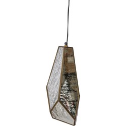 PTMD Rino Antieke Hanglamp - 15 x 15 x 41 cm - Glas - Goud