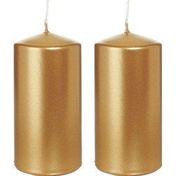 2x Kaarsen goud 6 x 12 cm 40 branduren sfeerkaarsen - Stompkaarsen