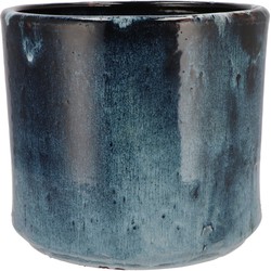 DK Design Bloempot model Blue Glaze - blauw - D23 x H26 cm - ombre - Plantenpotten