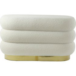 Light&living Poef 80x40x45 cm LYALL teddy crème+goud