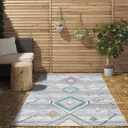 Sena Vintage Grijs / Multi vloerkleed - Indoor En Outdoor - Geruit - 200 X 290 CM