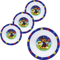 4x stuks kunststof ontbijtbordje diep Paw Patrol 16 cm - Kinderservies