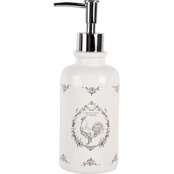 Clayre & Eef Zeepdispenser 350 ml Wit Keramiek Haan Zeeppompje
