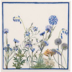 Clayre & Eef Servetten Papier Set van 20 33x33 cm Wit Blauw Bloemen