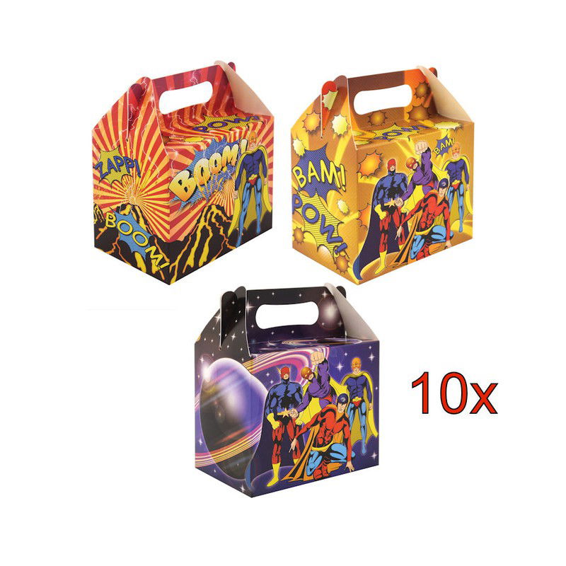 10 STUKS - LUXE SUPER HERO - Traktatie Doos - INCLUSIEF SPEELGOED - Traktaties Uitdeelcadeaus voor Verjaardagen en Kinderfeestjes - 