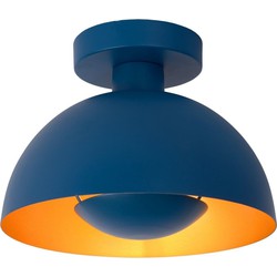 Blauwe plafondlamp met een tikkeltje retro en een vleugje modern 25 cm E27