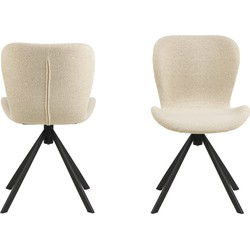 Eetkamerstoel Draaibaar - Stof Beige - Zitdiepte 40cm - Zaria - Set van 2