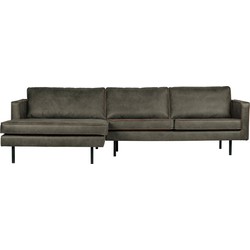 BePureHome Rodeo Chaise Longue Links - Eco-leder - Army - 85x300x155