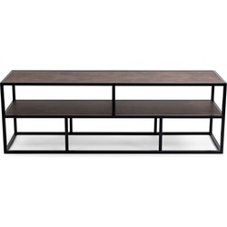 Stalux Tv-meubel 'Luuk' 150cm, kleur zwart / lederlook bruin