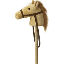 Pluche stokpaardje van een beige pony met geluid 94 cm - Hobbelfiguren
