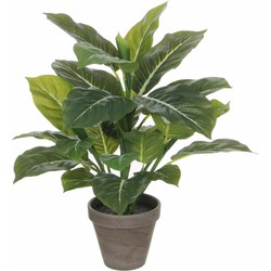 Groene Philodendron kunstplanten 49 cm met grijze pot - Kunstplanten