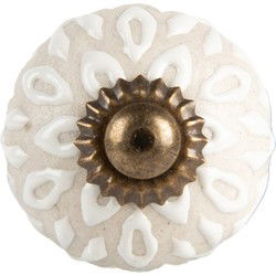Clayre & Eef Deurknop Ø 3x3 cm Wit Keramiek
